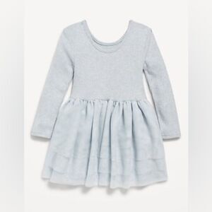 Old Navy Light Blue long sleeve plush ribbed tutu dress